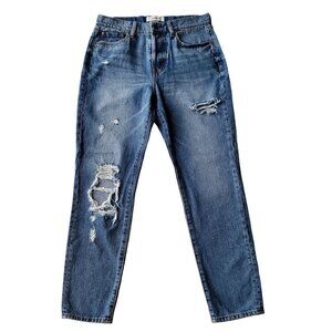 Pistola Distressed Button Fly Blue Jeans High Rise Slim Size 28
